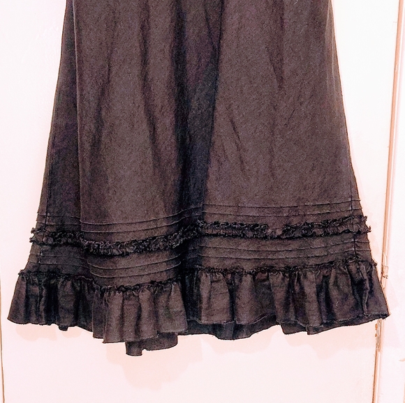 Old Navy Elegant Black 100% Linen A Line Skirt size 6 Maxi w/ Ruffled Bottom - Picture 5 of 13